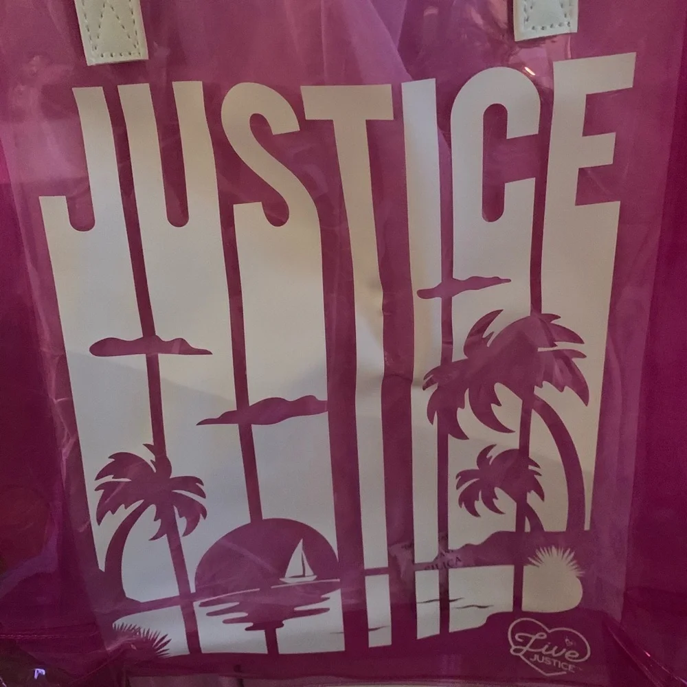 nwt justice girls logo sunset color changing tote pink white summer beach